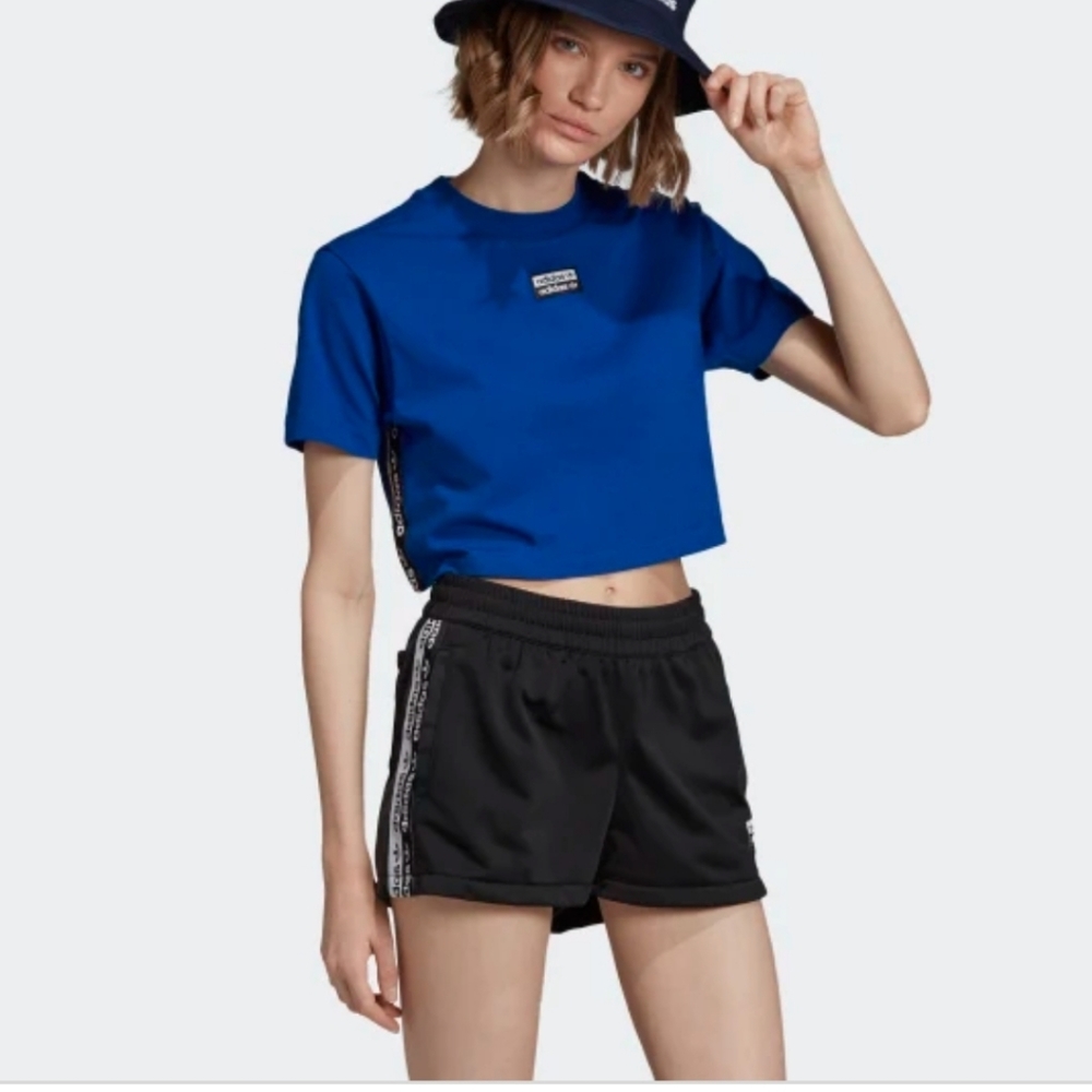 Adidas Tape Cropped Blue & Black Shorts SET